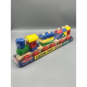 Melissa & Doug 18 Piece Solid Wood Stacking Train Toy, Assorted Bright‎ Colors